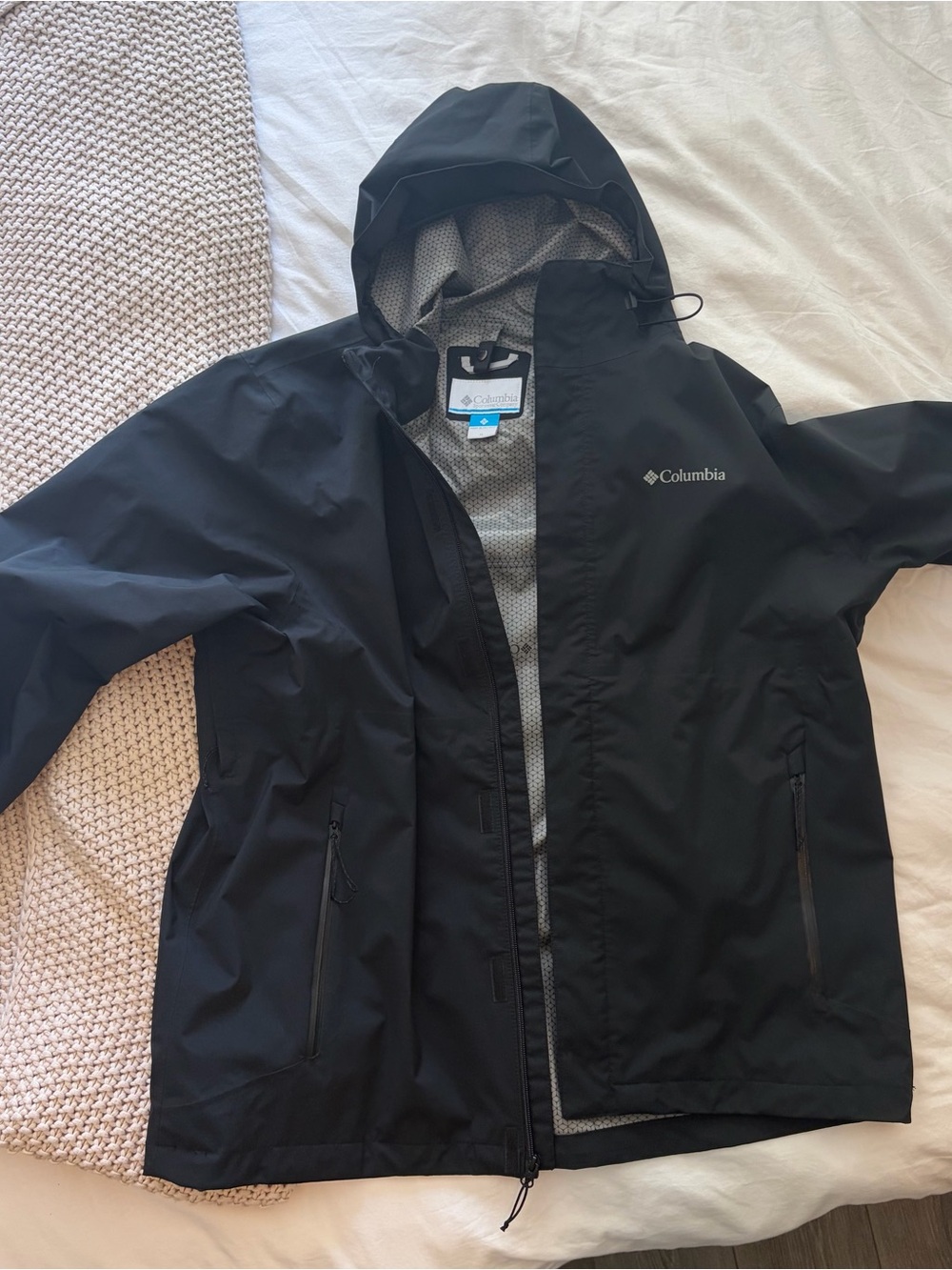Columbia Men's Black Hooded Waterproof Rain Jacket